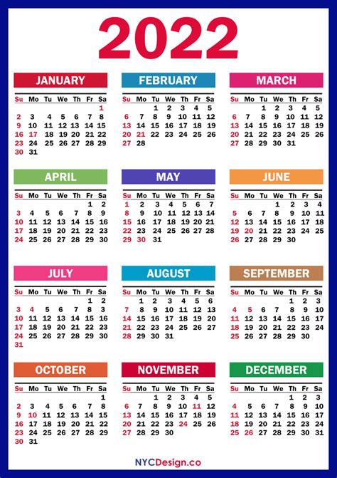 2022 Calendar With Holidays ปฏิทิน กระดาษเขียน วันหยุด