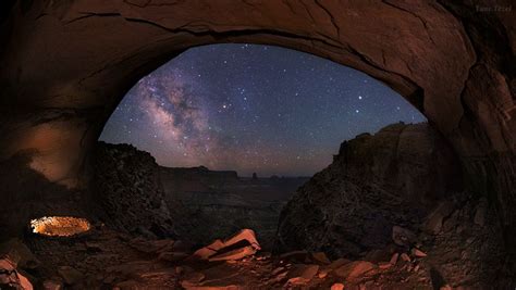 The Starry Sky Appears Through False Kiva In Utahs Canyonlands