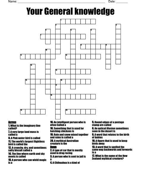 Large Print General Knowledge Crossword Puzzles Print