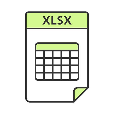 Xlsx File Color Icon Spreadsheet File Format Isolated Vector
