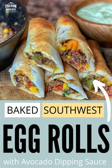 Avocado egg bake is the perfect breakfast. Baked Southwest Egg Rolls with Avocado Dipping Sauce in ...