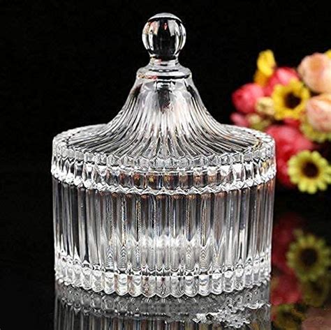 Shopter Attractive Designer Multi Purpose Crystal Glass Jar With Lid Home Improvement