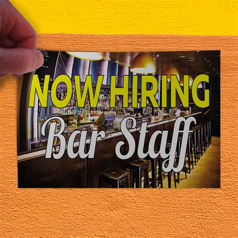 Decal Stickers Now Hiring Bar Staff Red Vinyl Store Sign Label Business