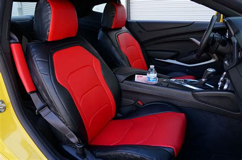 Chevy Camaro 2016 Blackred Leather Like Custom Fit Front Seat Cover