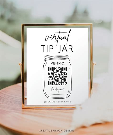 Printable Virtual Tip Jar Sign Venmo Qr Code Sign Tips Etsy
