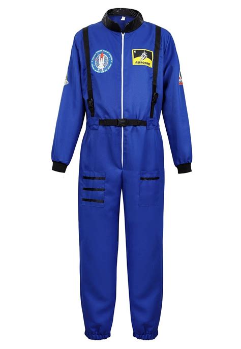 Mens Astronaut Halloween Costume Blue Astronaut Jumpsuit Cosplay Dress