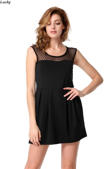 Sexy Party Dress Women 2015 Hot Sale Fashion Sleeveless Mesh Stitching