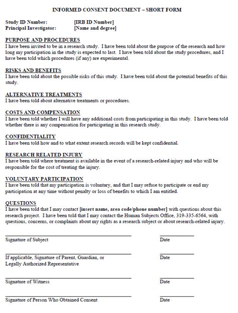 Informed Consent Form Template For Research Doctemplates