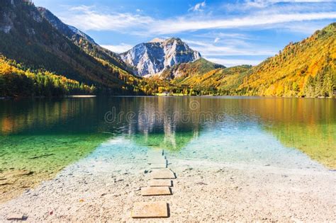 Beautiful Vorderer Langbathsee Lake In Austrian Alps Stock Photo