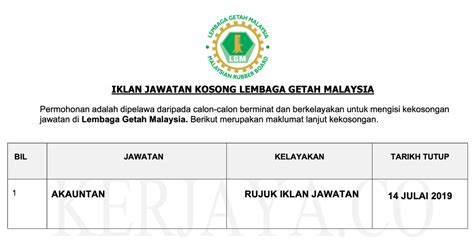 Info jawatan kosong lembaga getah malaysia 2020. Permohonan Jawatan Kosong Lembaga Getah Malaysia (LGM ...