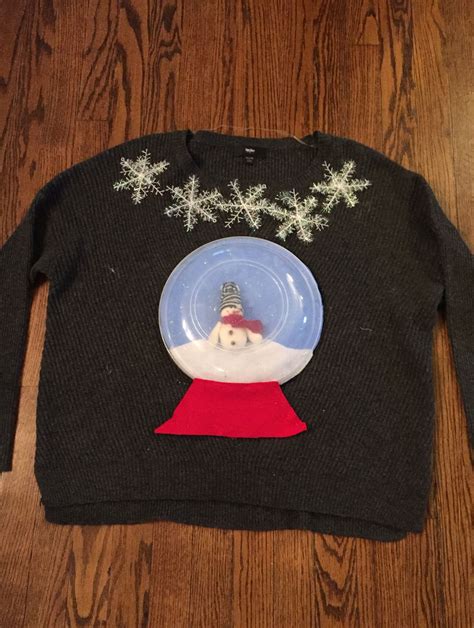 Diy Ugly Christmas Sweater Snowglobe Felt Plastic Bowl Lid Dollar