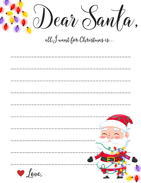 dear santa letter template free printable templates