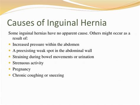 Ppt Inguinal Hernia Types Symptoms Diagnosis And Treatments