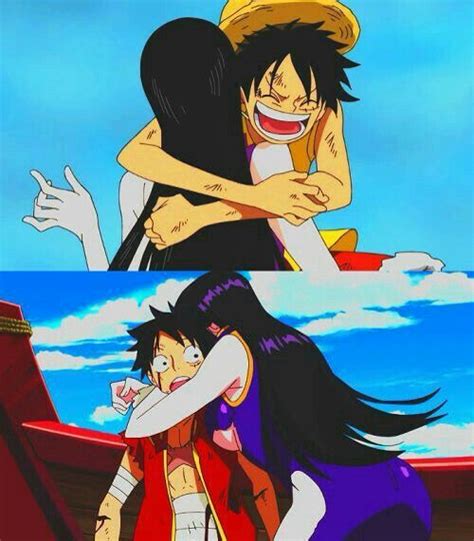 Luffy Abrazando A Hancock Y Hancock Abrazando A Luffy Casais De Anime