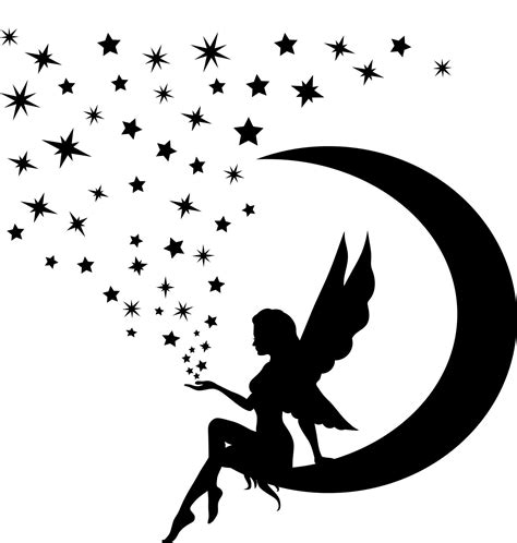 Fairy On Moon Silhouette Fairy Sitting On The Moon Fairy Silhouette