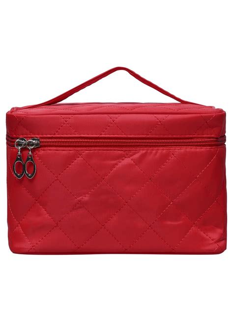 Red Diamondback Zipper Cosmetic Bag Sheinsheinside