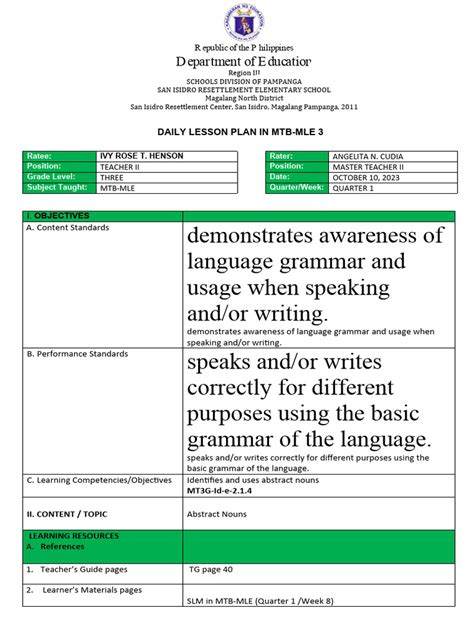 Dll Mtb Mle Co1 Ivy Rose Pdf Learning Behavior Modification