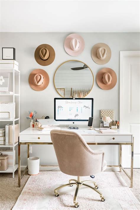 Blush And Gold Office Tour Strawberry Chic In 2021 Office Room