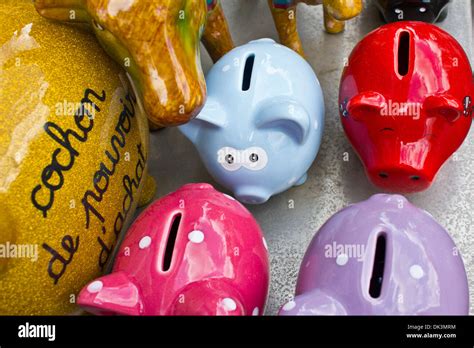 French Piggy Banks In Paris A View Of Colorful Piggy Banks With One