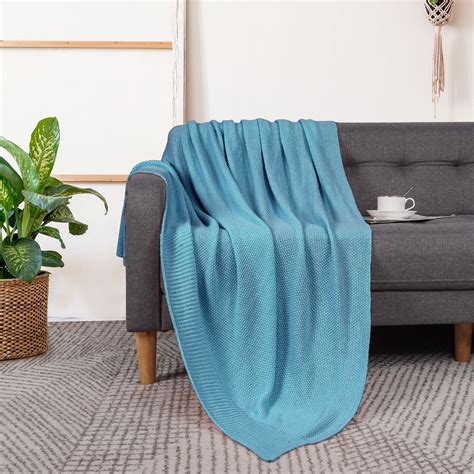 Piccocasa 100 Cotton Soft Knitted Throw Solid Blanket For Couch Sofa