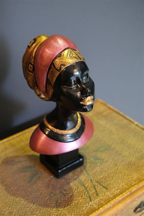 African Woman Statue Lady Bust Sculpture Black Woman Statue Etsy