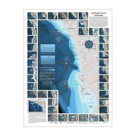 San Diego County Surf Breaks Wall Map Surf Maps San Diego Travel
