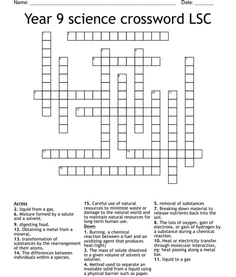 year  science crossword lsc wordmint