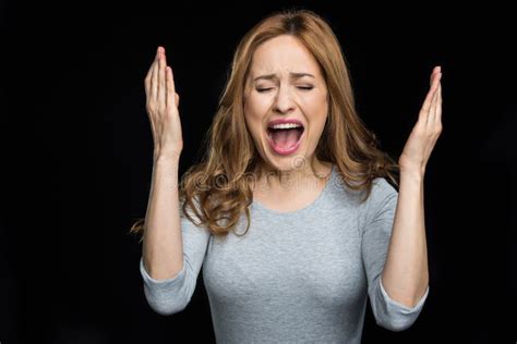 Young Woman Screaming Stock Image Image Of People Horizontal 90091257