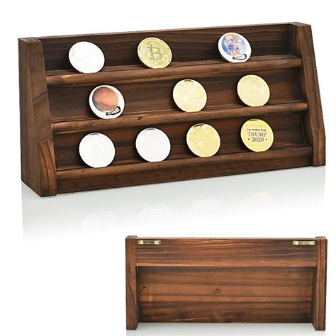 3 Layers Coin Display Stand Coin Case Collector Wooden Coin Storage