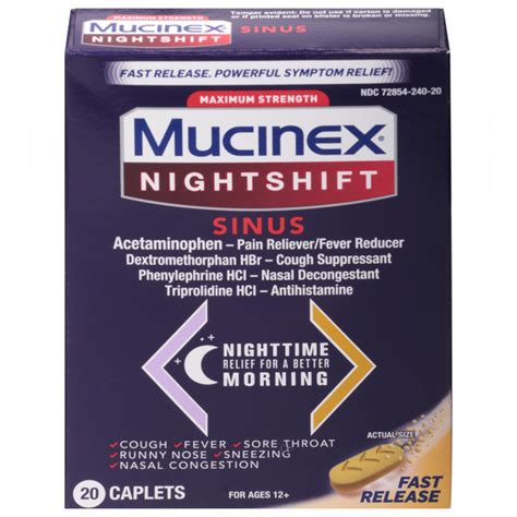Save On Mucinex Night Shift Sinus Maximum Strength Caplets Ages 12 Order Online Delivery Giant