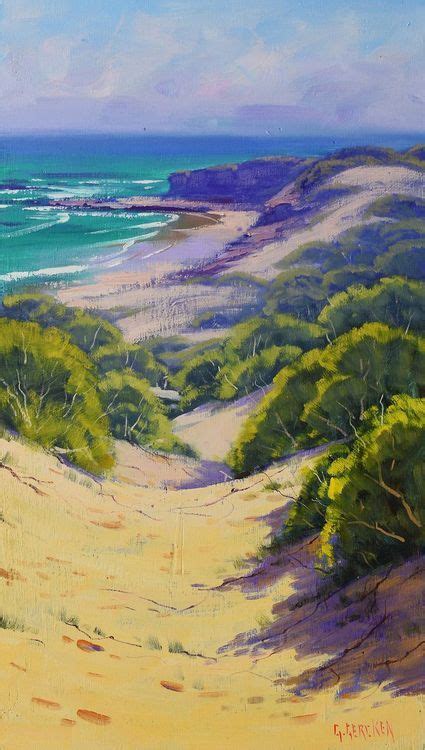 Vertical Beach Painting Original Oil Sand Dunes