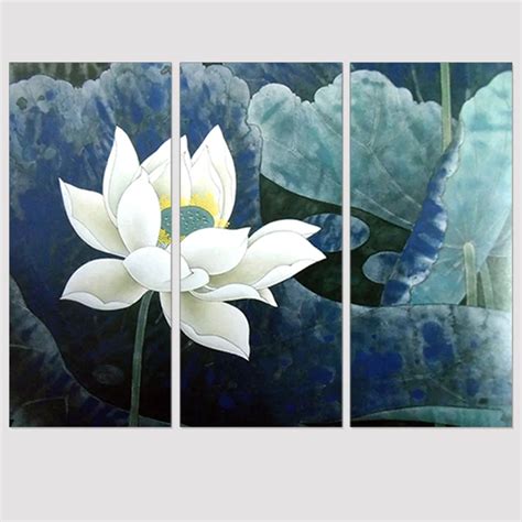 Frameless Canvas Painting Flower White Lotus A4 Printed Hd Poster Wall