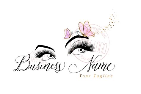 I will customize the logo with your business name. DIGITAL Custom logo design lash butterfly logo eyes pink
