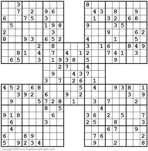 1001 Moderate Samurai Sudoku Puzzles Sudoku Puzzles Sudoku Printable