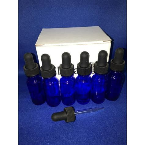 1 2 Oz Cobalt Blue Glass Bottle With Glass Eye Dropper 15ml Pack Of 6