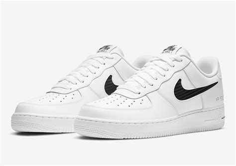 Nike Air Force 1 Low Cut Out Swoosh White Black Airforce Military