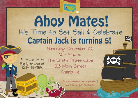 Free Printable Pirates Birthday Party Invitations Download Hundreds