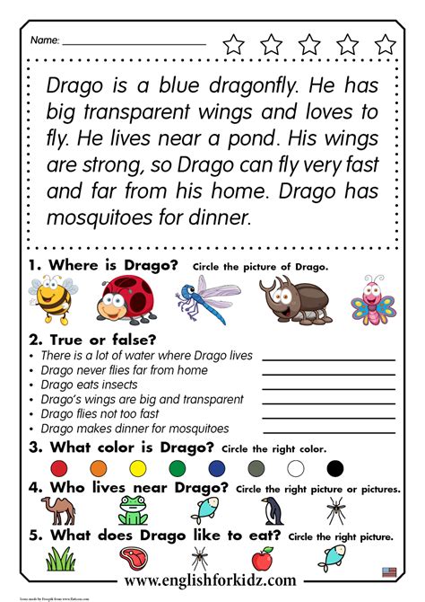 These reading comprehension worksheets should help you provide remediation to these students. English for Kids Step by Step: Reading Comprehension ...