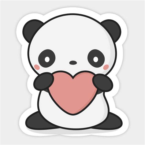 Kawaii Cute Panda With Heart Panda Sticker Teepublic