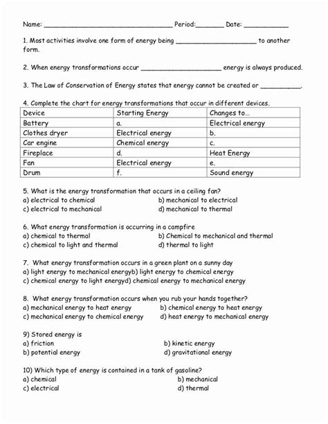 Energy can be _____ from one form to another. Bill Nye the Science Guy Heat Worksheet Answer Key