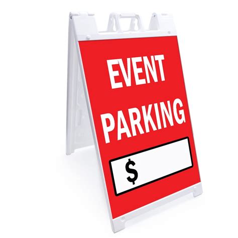 A Frame Sidewalk Event Parking With Price Sign With Graphics On Each