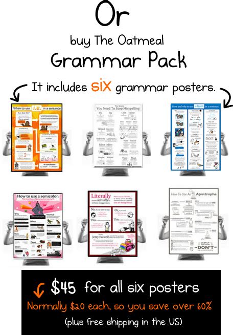 This was my favourite part. The Oatmeal Grammar Pack | Grammar posters, Grammar, Writing center