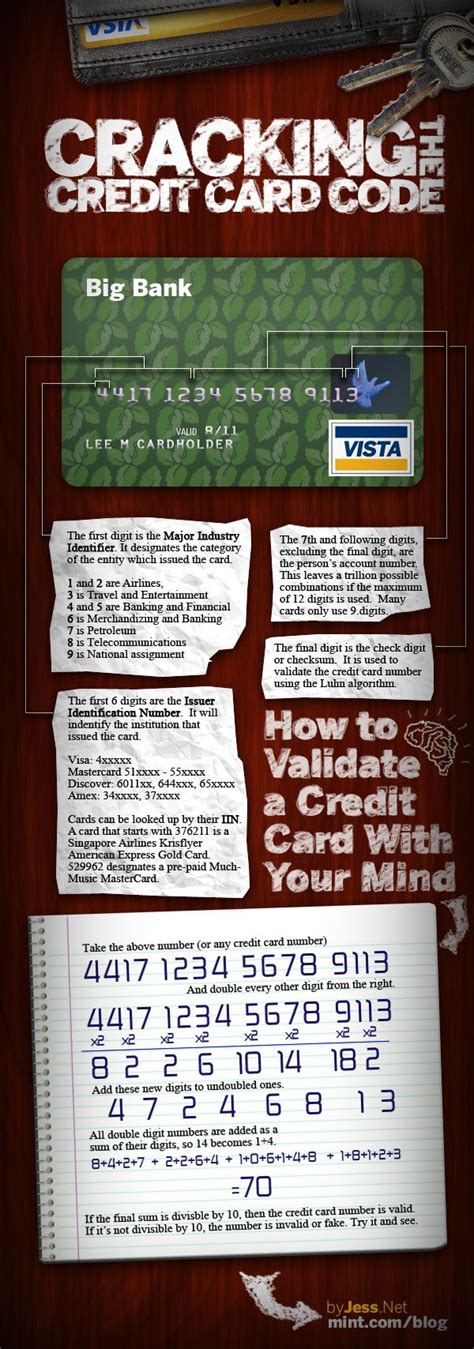 For example, if your credit limit on the card is $500, then your deposit would most likely be $500. The numbers on your credit card add up to tell whether the card is valid or not. You can ...