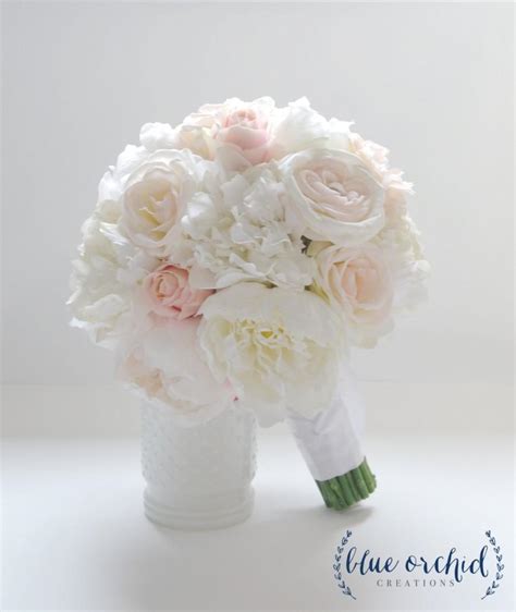 Peony Bouquet With Roses In Blush And Ivory Ivory Peony Bouquet