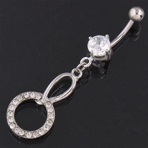 High Quality Round Cz Dangle Ring Belly Button Ring 14g Belly Bar Body