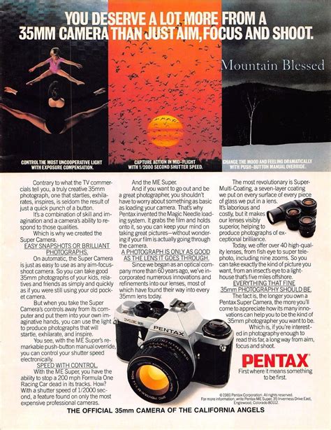 PENTAX ME SUPER ad | Pentax, Pentax camera, Vintage cameras