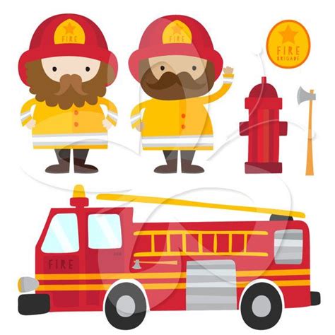 Fire Engine Fireman Digital Clip Art Clipart Personal And Commercial