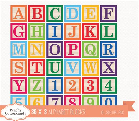Buy 2 Get 1 Free 36 Digital Alphabet Blocks Clipart Baby Etsy