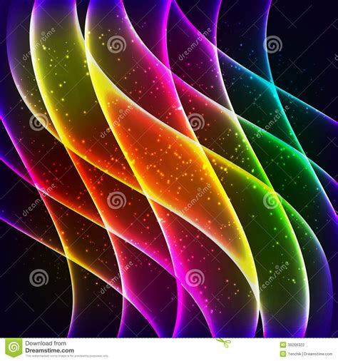 Neon Rainbow Waves Vector Background Stock Vector