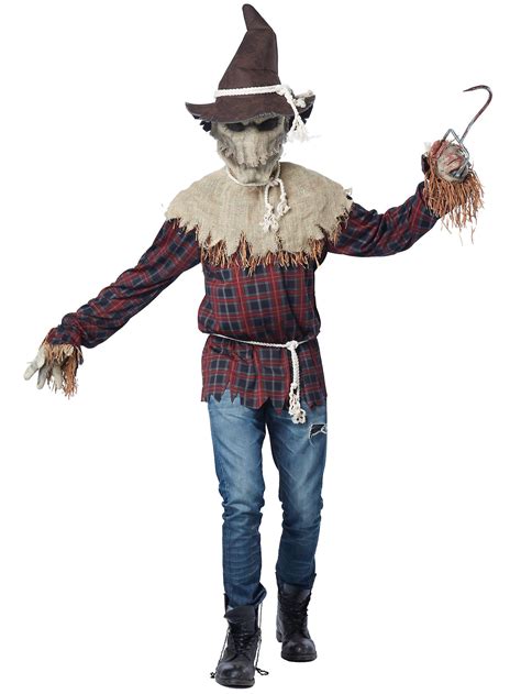 Sadistic Scarecrow Scary Evil Horror Ani Motion Mask Men Costume